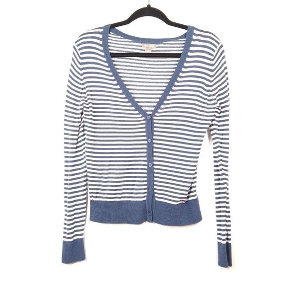 Falls Creek Blue & White Striped V-Neck Sweater S - Picture 1 of 5